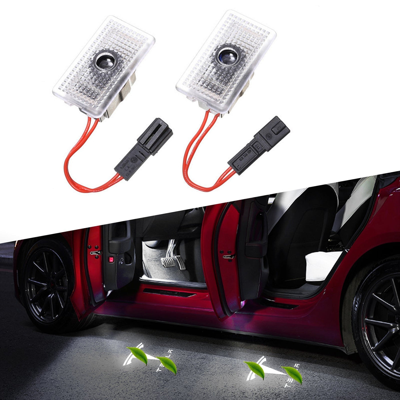 LED Logo Tesla Puddle Lights 2pcs/4pcs for Model 3/Y/S/X