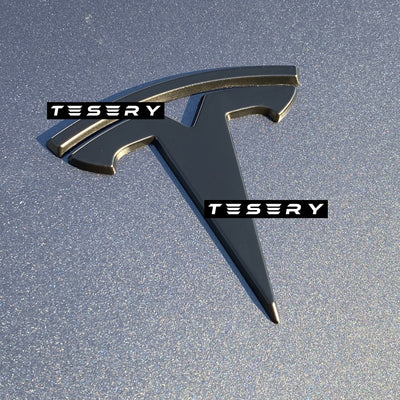 Logo "T" Blacked Out Emblem Steering Wheel / Front Rear Trunk for Tesla Model 3 & Y 2020-2024