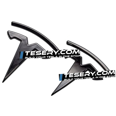 Logo "T" Blacked Out Emblem Steering Wheel / Front Rear Trunk for Tesla Model 3 & Y 2020-2024