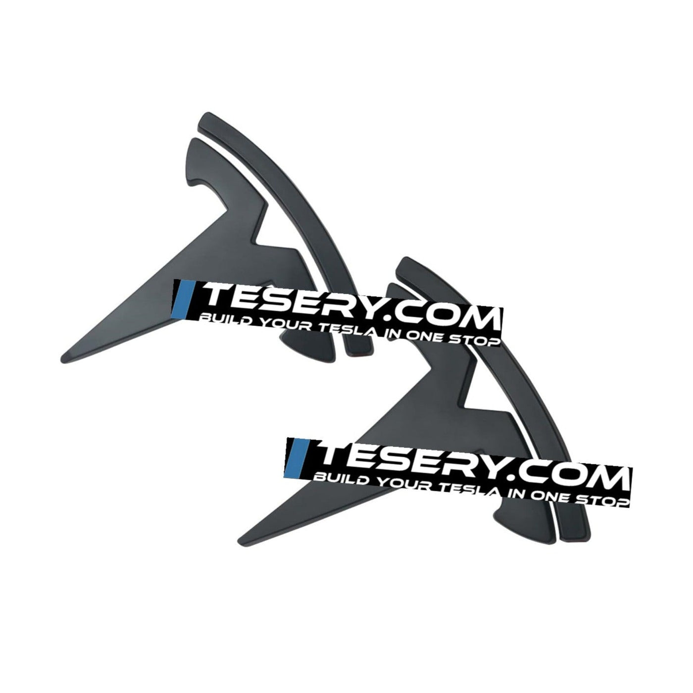 Logo "T" Blacked Out Emblem Steering Wheel / Front Rear Trunk for Tesla Model 3 & Y 2020-2024