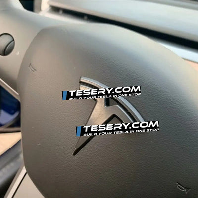 Logo "T" Blacked Out Emblem Steering Wheel / Front Rear Trunk for Tesla Model 3 & Y 2020-2024