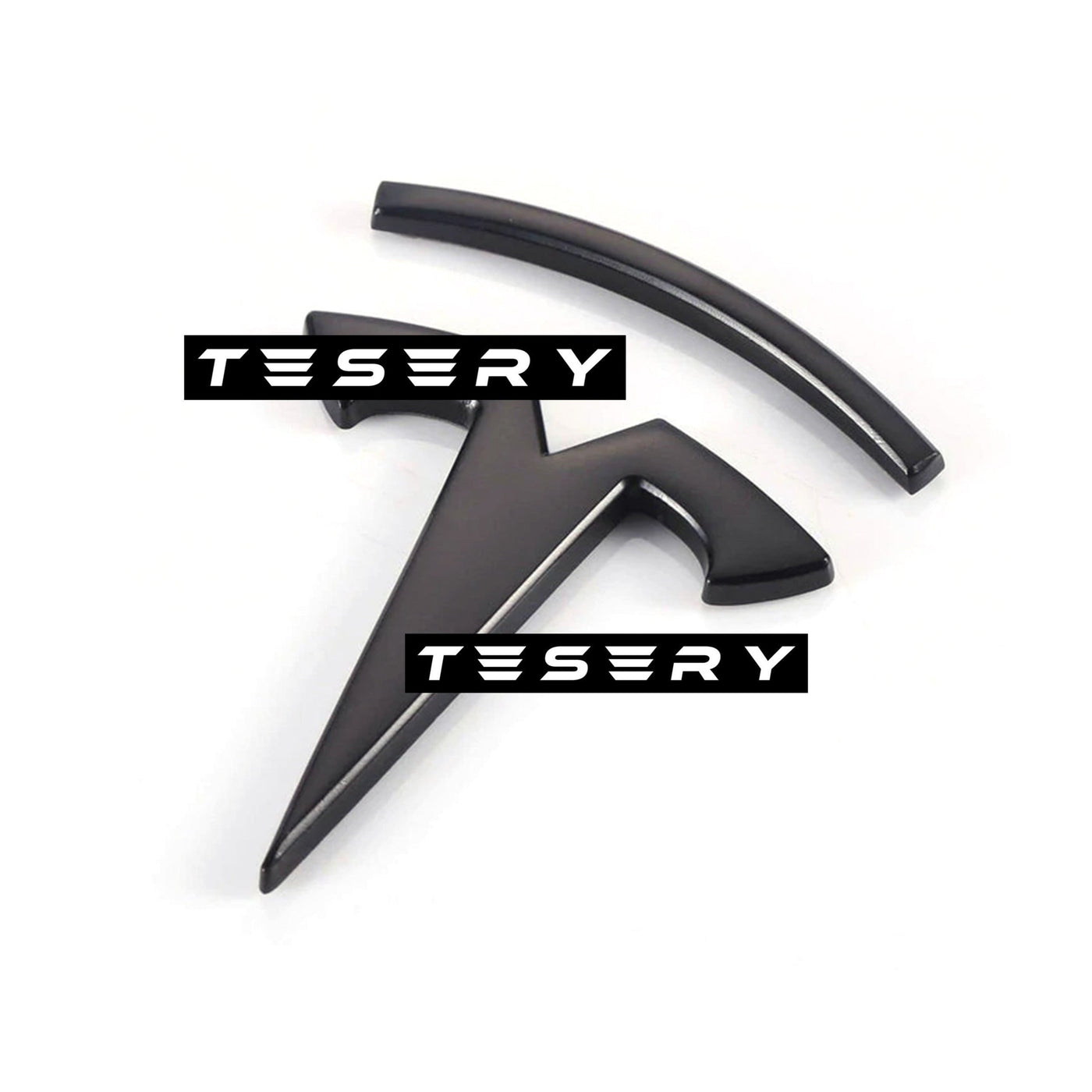 Logo "T" Blacked Out Emblem Steering Wheel / Front Rear Trunk for Tesla Model 3 & Y 2020-2024