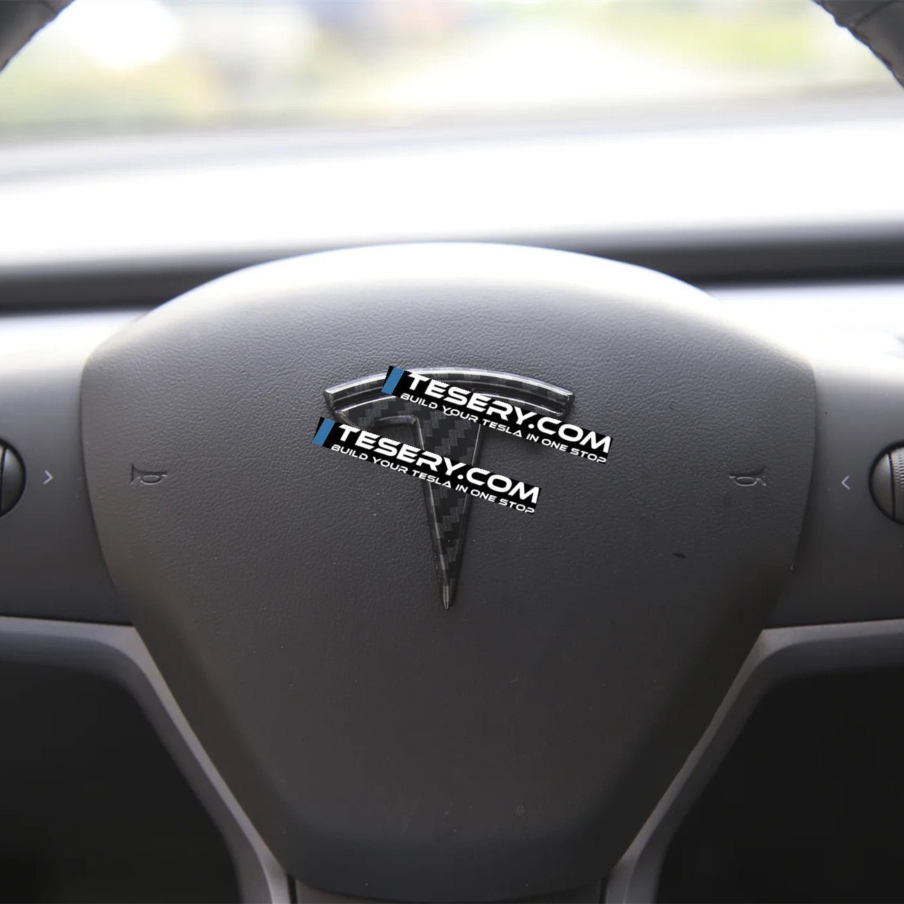 Logo "T" Blacked Out Emblem Steering Wheel / Front Rear Trunk for Tesla Model 3 & Y 2020-2024