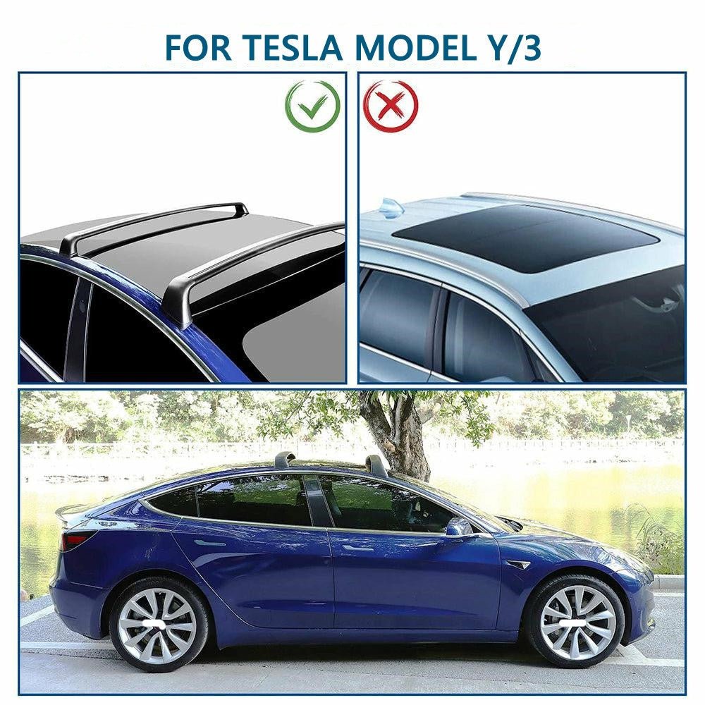 TESERY Roof Rack Aluminum Cargo Cross Bars (Set of 2) for Tesla Model 3 2017-2024 & Model Y 2020-2024